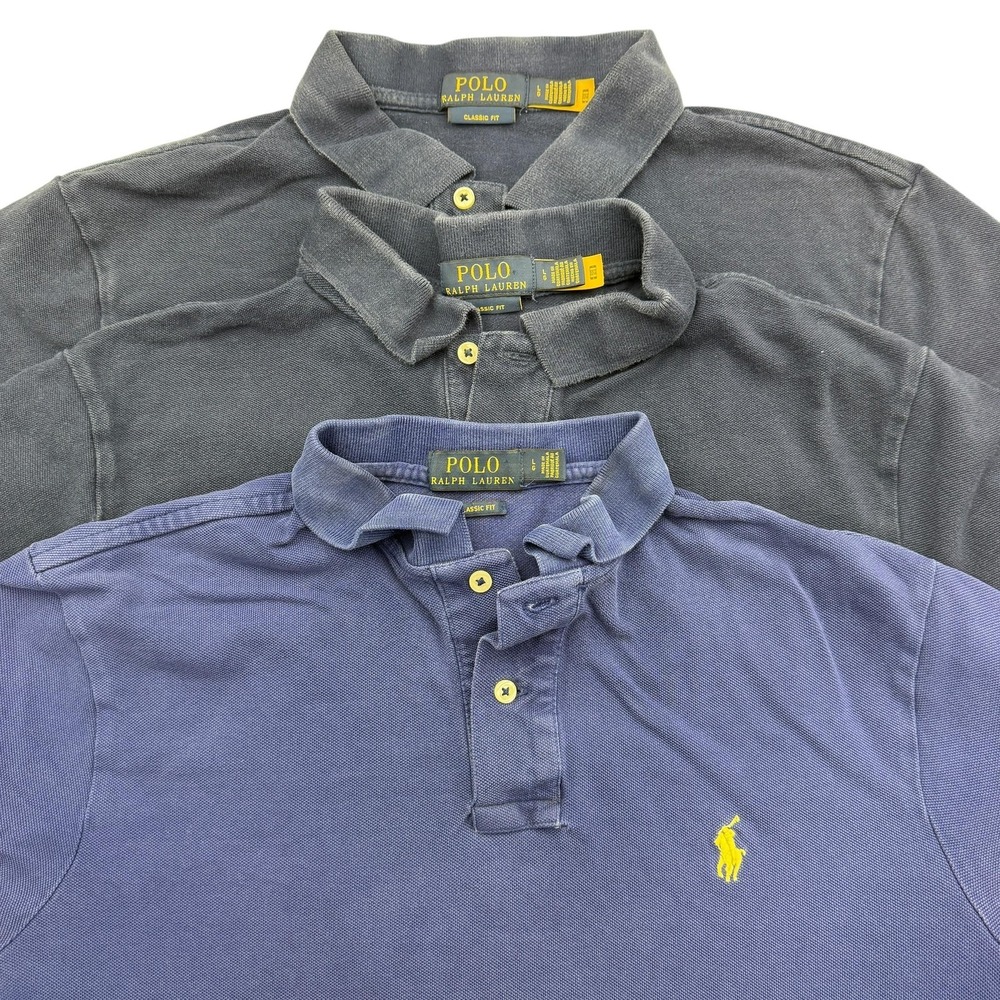 Polo Ralph Lauren Polo Shirt Mens L Blue Classic Fit 100% Cotton Knit Lot of 3
